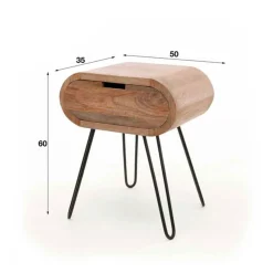 Bravi houten nachtkastje industrieel 50cm