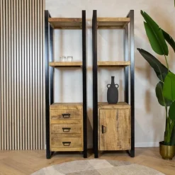 Britt boekenkast industrieel mangohout 1 deur