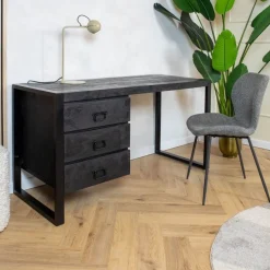 Britt Bureau industrieel mangohout zwarte lades