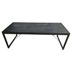 Britt eettafel industrieel mangohout zwart 140cm