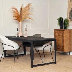 Britt eettafel industrieel mangohout zwart 140cm