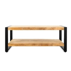 Britt salontafel industrieel mangohout 110cm met onderblad
