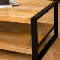 Britt salontafel industrieel mangohout 110cm met onderblad