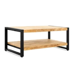 Britt salontafel industrieel mangohout 110cm met onderblad
