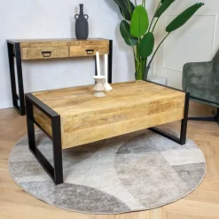 Britt salontafel industrieel mangohout met lades 120cm