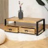 Britt salontafel industrieel mangohout met 4 lades 120cm