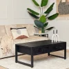 Britt salontafel industrieel mangohout met lades 120cm zwart