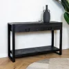 Britt sidetable industrieel mangohout zwart 120cm