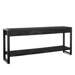 Britt sidetable industrieel mangohout zwart 180cm
