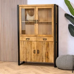 Britt vitrinekast industrieel mangohout 115cm