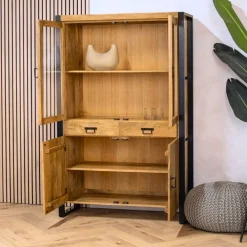 Britt vitrinekast industrieel mangohout 115cm