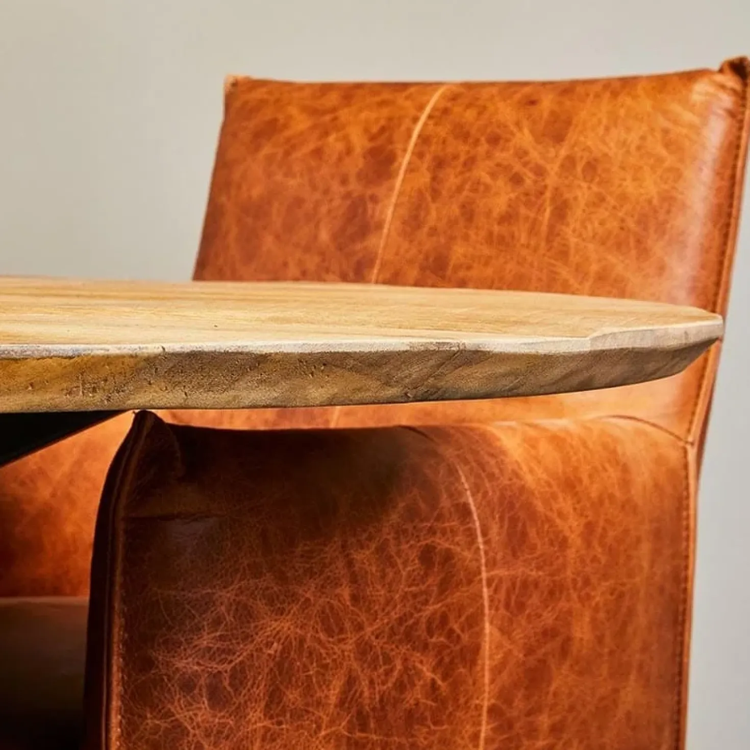 Brixon eettafel industrieel rond mangohout 120cm