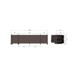 Brock Tv meubel Essen fineer Middenbruin 200cm
