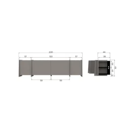 Brock Tv meubel Essen fineer Warmgrijs 200cm