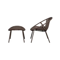 Bruce Tuin loungestoel met hocker paars/bruin