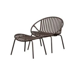 Bruce Tuin loungestoel met hocker paars/bruin