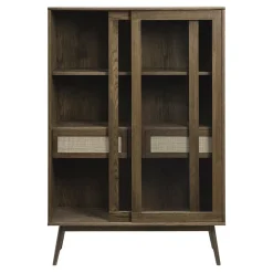 Burcei vitrinekast donkerbruin eikenhoutfineer 160cm