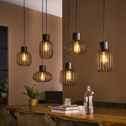 Cage 6-lichts Hanglamp Charcoal zwart