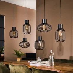 Cage 6-lichts Hanglamp Charcoal zwart