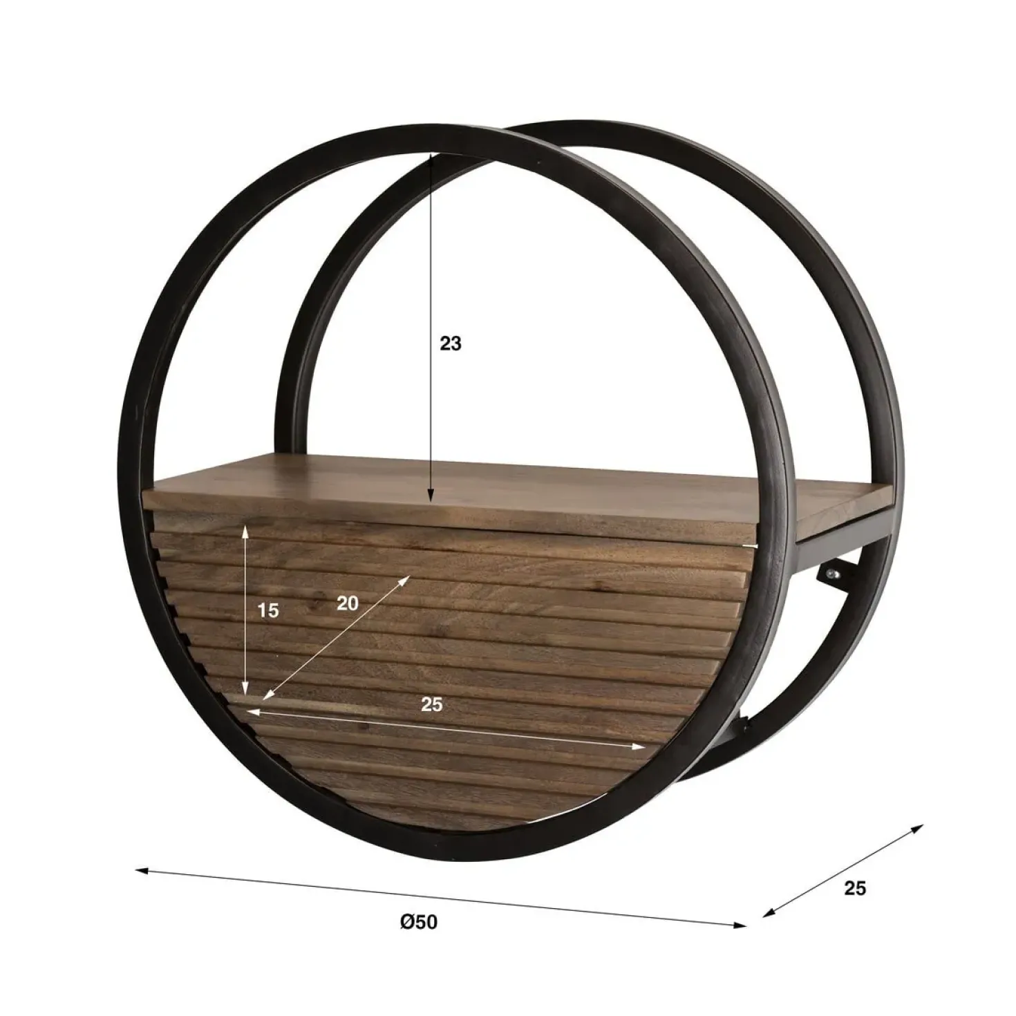 Calro Wandrek 1 lade Acaciahout bruin 50cm