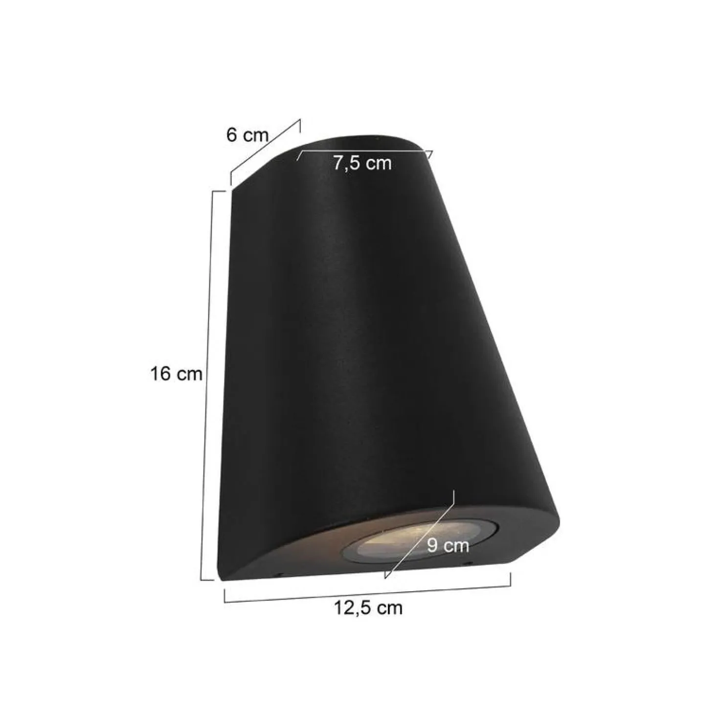 Carcer 1-lichts Buitenlamp pion Zwart inclusief lichtbron