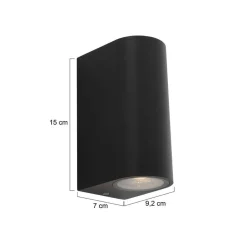 Carcer 2-lichts Buitenlamp rond Zwart inclusief lichtbron