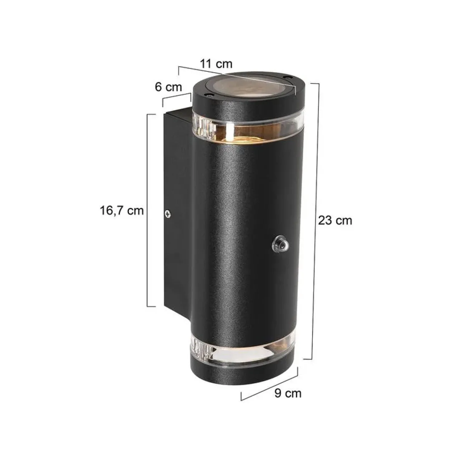 Carcer 2-lichts Buitenlamp rond Zwart Schemer sensor