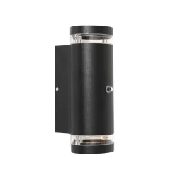 Carcer 2-lichts Buitenlamp rond Zwart Schemer sensor