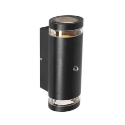 Carcer 2-lichts Buitenlamp rond Zwart Schemer sensor