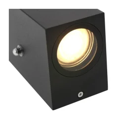 Carcer 2-lichts Buitenlamp vierkant Zwart Schemer sensor