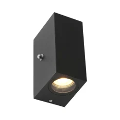Carcer 2-lichts Buitenlamp vierkant Zwart Schemer sensor