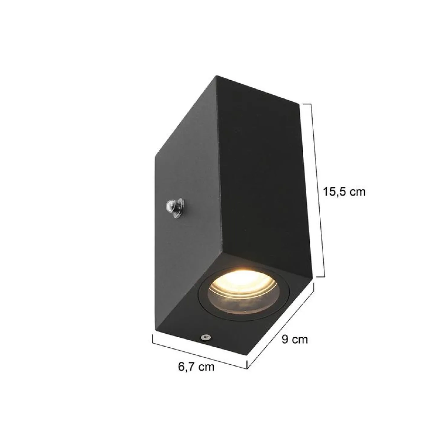 Carcer 2-lichts Buitenlamp vierkant Zwart Schemer sensor