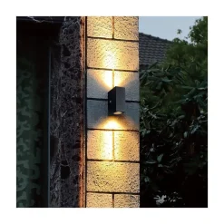 Carcer 2-lichts Buitenlamp vierkant Zwart Schemer sensor