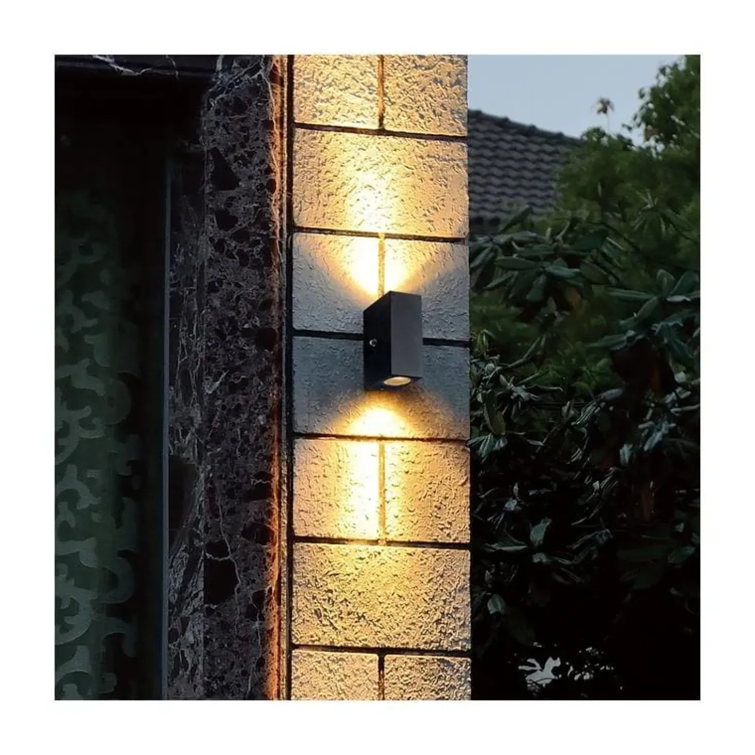 Carcer 2-lichts Buitenlamp vierkant Zwart Schemer sensor