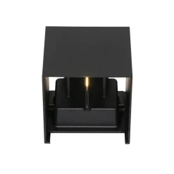 Carcer 2-lichts Buitenlamp vierkant XL Zwart Schemer sensor