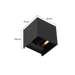 Carcer 2-lichts Buitenlamp vierkant XL Zwart Schemer sensor