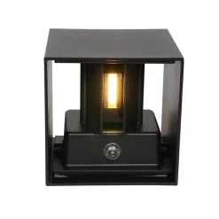 Carcer 2-lichts Buitenlamp vierkant XL Zwart Schemer sensor