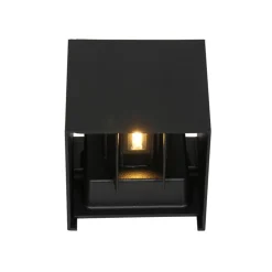 Carcer 2-lichts Buitenlamp vierkant XL Zwart Schemer sensor