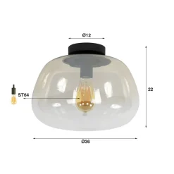 Carlos 1-lichts Plafondlamp Amber glas