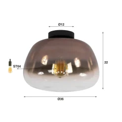 Carlos 1-lichts Plafondlamp Koper glas
