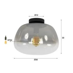 Carlos 1-lichts Plafondlamp Smoke glas