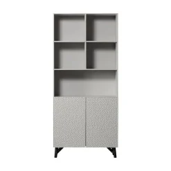 Carved Organic 2-deurs opbergkast mangohout grijs 90cm