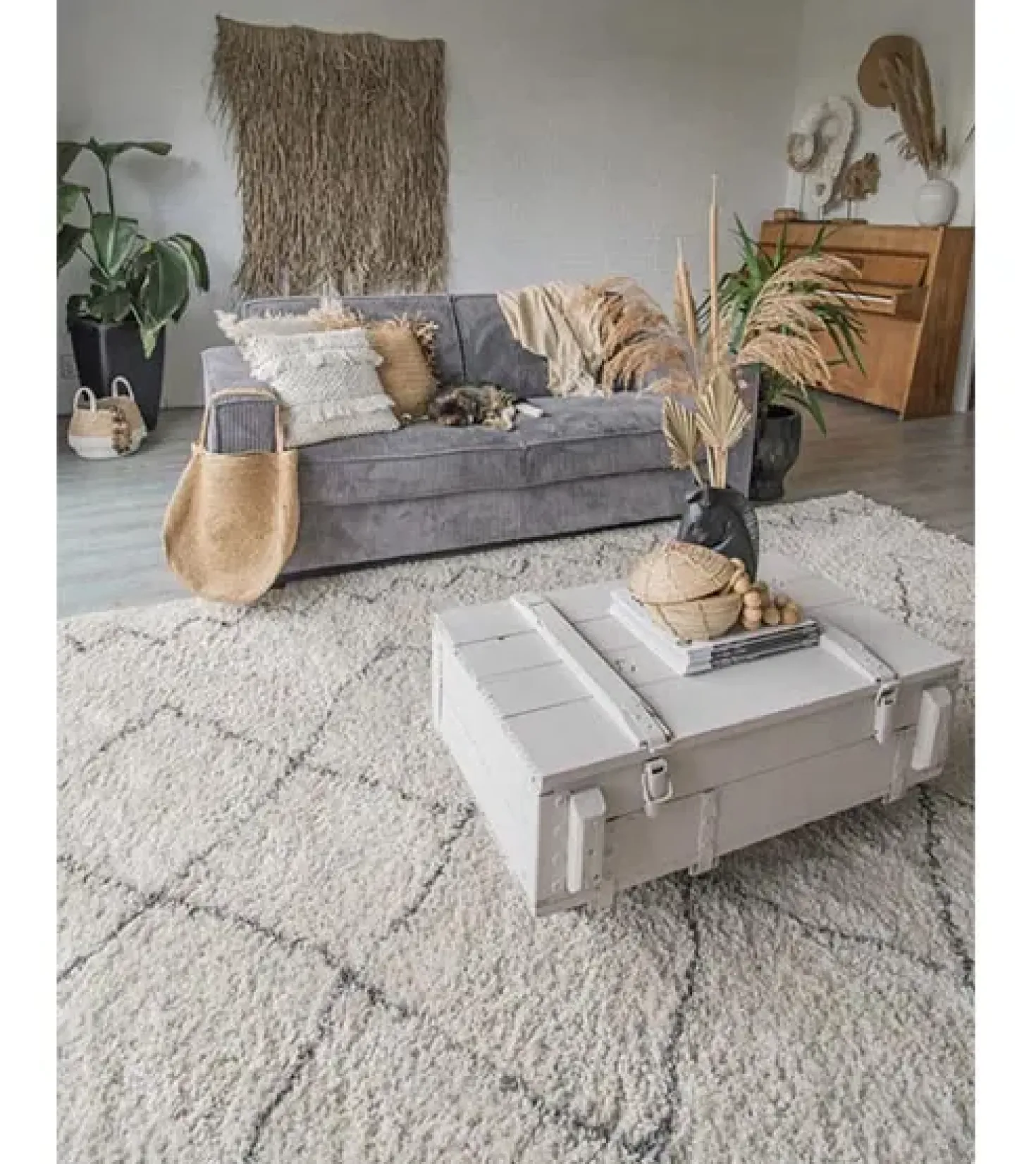 Casablanca vloerkleed hoogpolig rechthoek creme