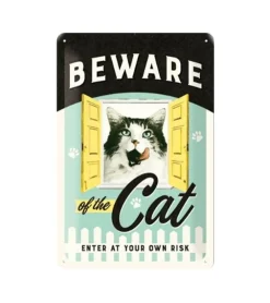 Cat enter at your own risk - metalen bord