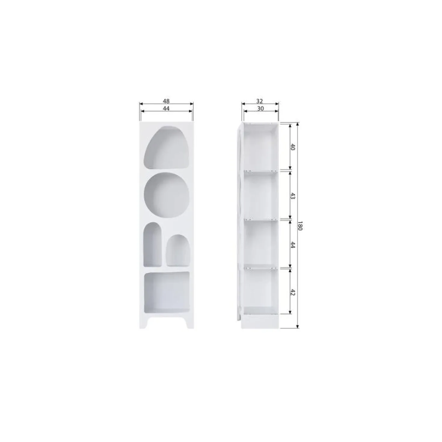 Caz Vakkenkast smal wit 48cm