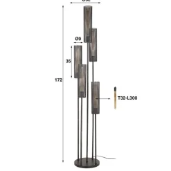 Celeste Vloerlamp 5-lichts getrapt Metaal