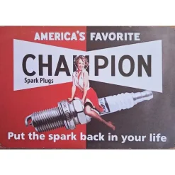 Champion Spark Plug Girl - metalen bord