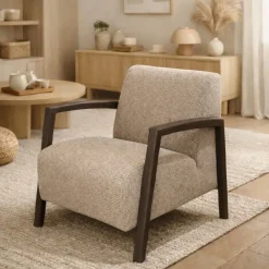 Charlie fauteuil met houten armleuning