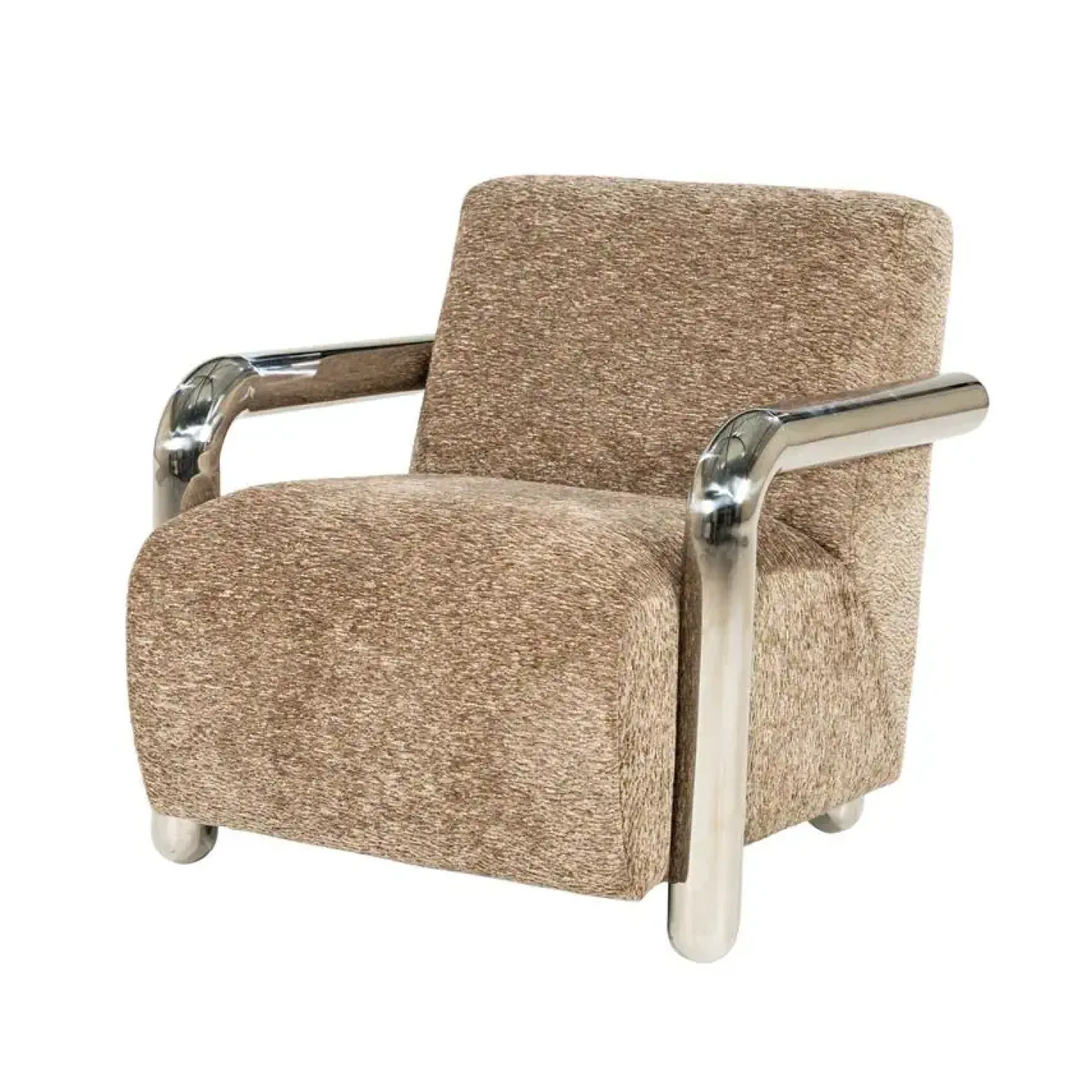 Chromette Fauteuil Taupe met chrome
