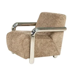 Chromette Fauteuil Taupe met chrome